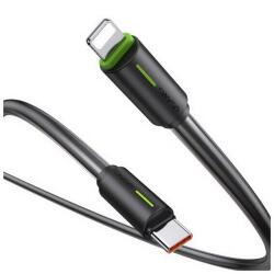 USAMS yu adatkábel, type-c - lightning, 30w, gyorstöltő, 100cm, fekete (SJ735USB01)