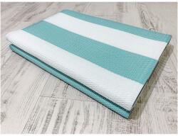 Oyo Concept Nyári Oyo Concept kültéri szőnyeg, 150x210 cm, 100% polipropilén, fehér/türkiz csíkos minta