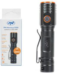 PNI Adventure F650 LED Zseblámpa, 20W, 2000lm, Alumínium, IPX6, Akkumulátorral, USB Type-C töltés, Fekete (PNI-F650)
