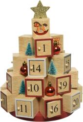 Decoris Christmas Tree adventi naptár, 18 cm átmérő, 28.5 cm magasság, MDF