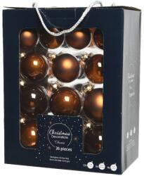 Decoris karácsonyi dekoráció, műanyag, különböző méretek, borostyán, 26 db