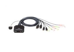 ATEN CS22DP 2-Port USB DisplayPort Cable KVM Switch with Remote Port Selector (CS22DP)