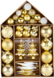 Kring karácsonyfadísz készlet, különböző formájú és méretű, arany, 70 db (EG01-PE10-LX70-Gold)