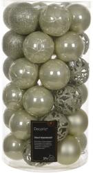 Decoris 37db karácsonyi dekorációs földgömb készlet, 6 cm átmérőjű, műanyag, különböző kivitelben, fehér