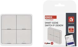 EMOS GoSmart Négyszeres intelligens kapcsoló EMOS GoSmart IP-2004ZW, ZigBee 3.0, tápegység CR 2430 3 V, Fehér (EM-H5013)
