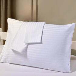 Gecor 4 db Damask Gecor párnahuzat készlet, 50x70 cm, pamut, GSM 135, 2 cm csíkos, fehér