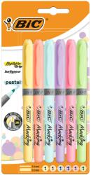 BIC Brite Liner Grip Pastel Bl/6 Sorkihúzó - Kék/Sárga/Rózsaszín/Lime , Lila, Korall (992561)
