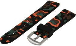 A+ A + Smartwatch Silicon Universal Órarszíj, 20 mm, Samsung, Xiaomi, Huawei, Garmin, Terepszín/Narancssárga (CSW2025O)