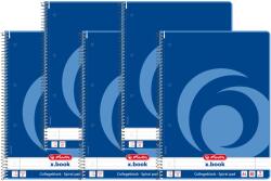 Herlitz jegyzetfüzet készlet, 5 db, A4-es, egyspirálos, 80 oldalas, 70g/m2, perforációval és mikroperforációval, X. Book (College) (0306423-5)