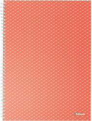 Esselte Colour'Breeze irodai jegyzetfüzet, karton, újrahasznosítható, A4-es, 80 lapos, spirállal, matematika, korall (ES628478)