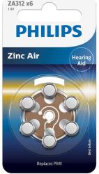 Philips ZA312 Zinc Air 1.4V elem, hallókészülékekhez, 6 db (ZA312B6A/00)