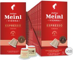 Julius Meinl Espresso Crema kávékapszula készlet, Nespresso kompatibilis, 100%-ban biológiailag lebomló, 100 kapszula, 560g, 10 db