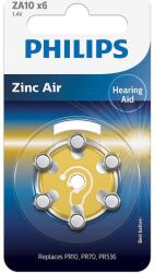 Philips ZA10 Zinc Air 1.4V elem, hallókészülékekhez, 6 db (ZA10B6A/00)