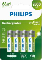 Philips R6B4B260/10 újratölthető AA elem, 2600 mAh 4 buborékfólia (belső doboz nélkül) (R6B4B260/10)