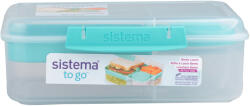 Sistema To Go Ételtároló doboz + joghurt tartó, 1, 65 l, 3 rekeszes, mentazöld