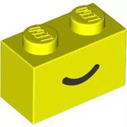 LEGO® 3004pb302c236 - LEGO neon sárga kocka 1 x 2 méretű, mosoly mintával (3004pb302c236)
