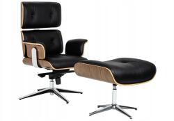 King Home Lounge Business irodai szék fekete lábtartóval dió rétegelt lemez, bőr n (YS-6809.SET.WALNUT)