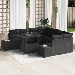 vidaXL Градински Софа Комплект 9 бр. Черно полиратан (3357896)