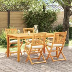 vidaXL Сгъваем стол 4 бр. Бяло Масивна акациева дървесина (3329123)