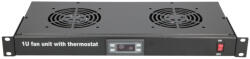 EXTRALINK Extralink, ventilátoros panel, 19", 2 ventilátor, termosztáttal