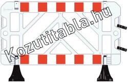  Műanyag korlátelem talpakkal, ferde csíkozással, FEHÉR/PPC 1000x1500 mm