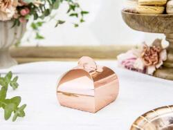  vendégajándék dobozka metál rosegold, 10 db (6*6*5, 5 cm)