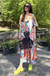 FashionLand ROCHIE MAXI CU BUZUNARE SI MANECI CLOPOT CITY MELEK TALIE UNICA Multicolora