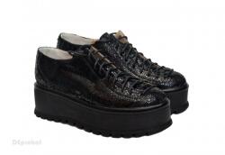  36 - Lichidare Stoc - Pantofi dama negri cu talpa inalta 5, 5 cm din piele naturala cod P176 - 36 -