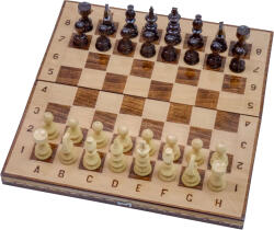 Handmade in RO Set Șah și Table din Lemn de Fag, Lucrat Manual, Numerotat, 38x38 cm (Maro/Alb) - Numerotat, 38x38 cm, Maro cu Alb (38mn)