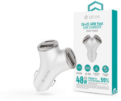 DEVIA Smart Series 48W PD+QC autós gyorstöltő 2xUSB+2xType-C - ezüst - nextelshop