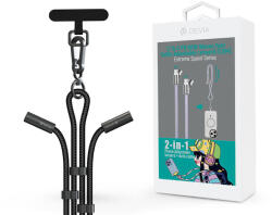 DEVIA Extreme Speed Series Woven 60W PD Type-C/Type-C adat- és töltőkábel + nyakpánt 1.6m - fekete