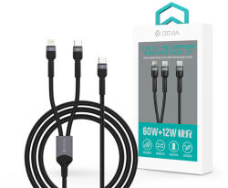 DEVIA Extreme Speed Series 60W+12W Type-C/Type-C + Lightning adat- és töltőkábel 1.2m - fekete