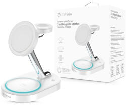 DEVIA Extreme Speed Series 15W Qi 3 In 1 vezeték nélküli töltő Smartphone/iWatch/Airpods - fehér - nextelshop