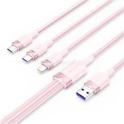 Vention USB-A 2.0/M -> USB-C/Lightning/Micro USB-B, 1, 5m, (rózsaszín, 6A, 3in1), kábel (CTRPG) (CTRPG)