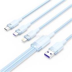 Vention USB-A 2.0/M -> USB-C/Lightning/Micro USB-B, 1, 5m, (kék, 6A, 3in1), kábel (CTRLG) (CTRLG)