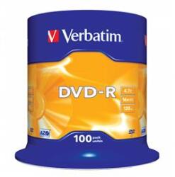 Verbatim 43549 DVD-R 4, 7GB/16x/matt ezüst írható felület/egyszer írható DVD 100db/csomag (VERBATIM_43549) (VERBATIM_43549)