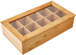 KESPER Кутия за чай Kesper 58901, 36x20x9см, Бамбук, 10 отделения, Прозорче, Кафяв (58901)