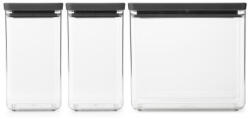 Brabantia Кутии за съхранение Brabantia Tasty+ Stackable 1008879, 2x1.6л+1x3.5л, Без BPA, Плътно затваряне, Тъмносив (1008879)
