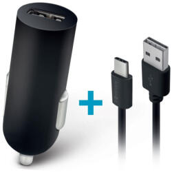 Autós töltő, Szivargyújtós töltő, 5V / 2A, 1 x USB aljzat, USB Type-C kábellel, Forever, fekete, M02 - mobilkozpont