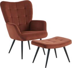 TEMPO KONDELA Fotel lábtartóval, barna Velvet szövet/fekete, HABEN