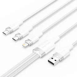 Vention USB-A 2.0/M -> USB-C/Lightning/Micro USB-B, 1, 5m, (fehér, 3A, 3in1), kábel (CTPWG)