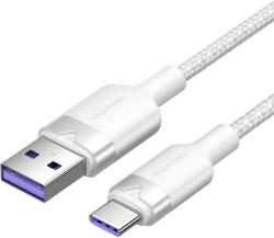 Vention USB-A 2.0/M -> USB-C/M, 1m, (fehér, 6A), kábel (CTOWF)
