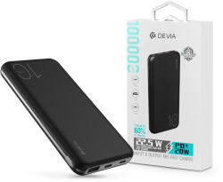 DEVIA Univerzális hordozható, asztali akkumulátor töltő - Devia Smart Series 22.5W Full Compatible Power Bank - USB + Type-C + microUSB + PD - 10.000 mAh - fekete