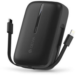 DEVIA Kintone Series - USB + Type-C - powerbank + Type-C/Lightning kábel - 10.000 mAh - fekete - mobilehome