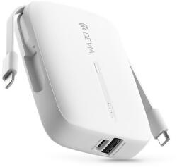 DEVIA Kintone Series - USB + Type-C - powerbank + Type-C/Lightning kábel - 10.000 mAh - fehér - mobilehome
