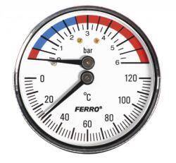 Ferro termomanométer hátsó csatlakozású 0-120 °C, 6 bar (TM63A)
