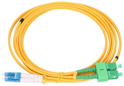 Extralink SC/APC - LC/UPC patch kábel, egyedülálló mód, duplex, G652D, 3 mm, 1 m