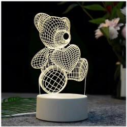 EXTRALINK Home éjjeli lámpa, medve szív 3D optikai illúzióval, USB-szal a hálószobához
