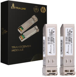Extralink SFP+ 10G 2 csomag, SFP+ modul, 10 Gbps, LC/UPC, 850 nm, 300 m, többmódusú, DOM, HP/Aruba készülékekhez