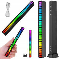EXTRALINK RGB USB LED lámpa, hangra reagáló, akkumulátoros szalag, fekete